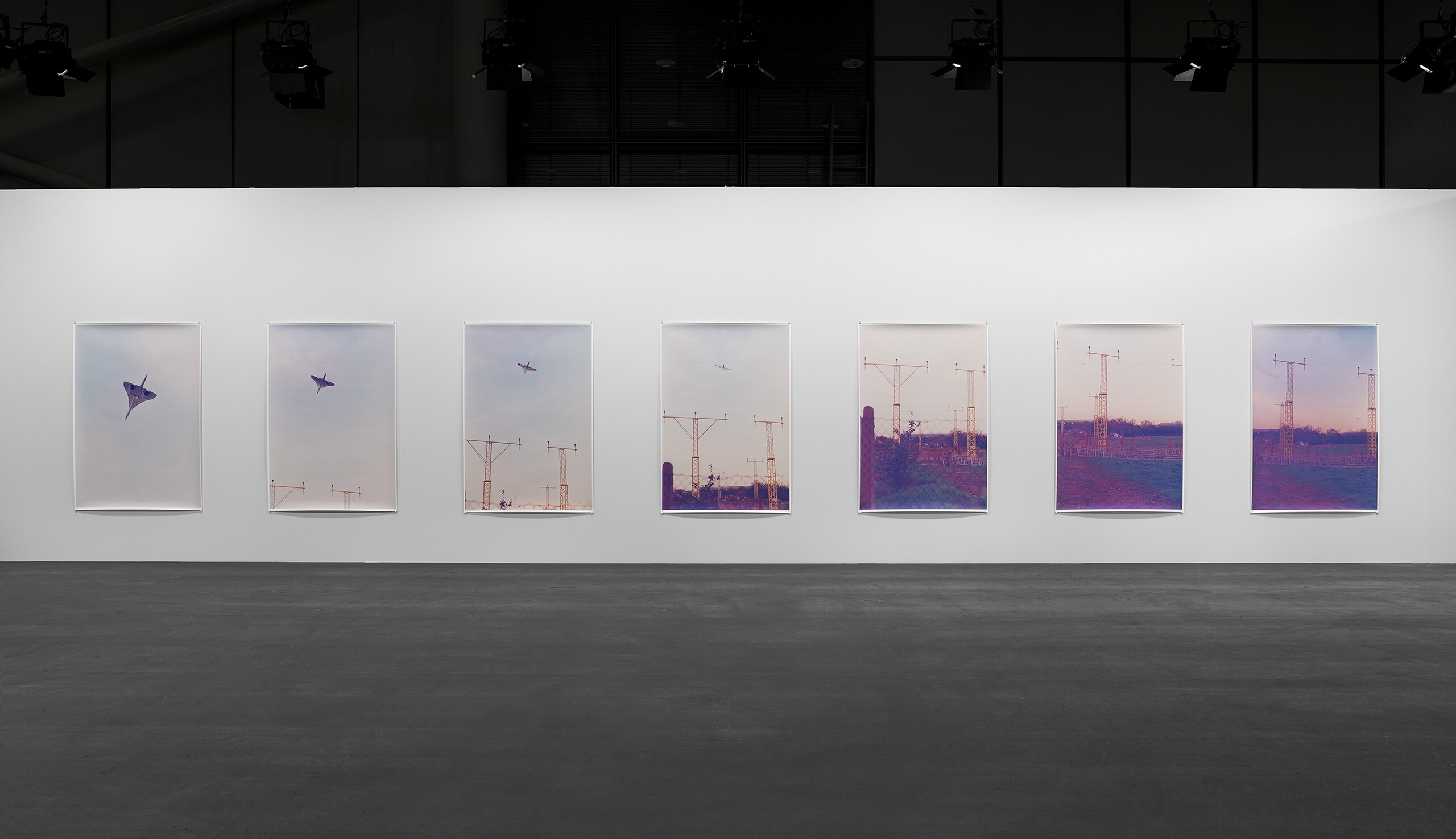A set of seven inkjet prints on paper by Wolfgang Tillmans, titled Concorde L449-19, 21, 22, 23, 25, 27, 28, dated 1997.