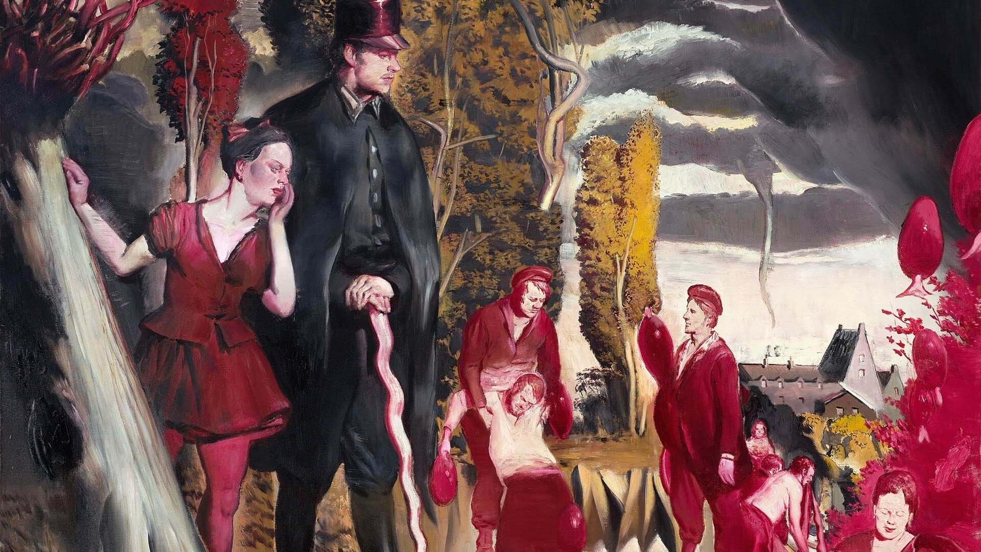 A detail from a painting by Neo Rauch, titled Blutsbrüder, dated 2017.