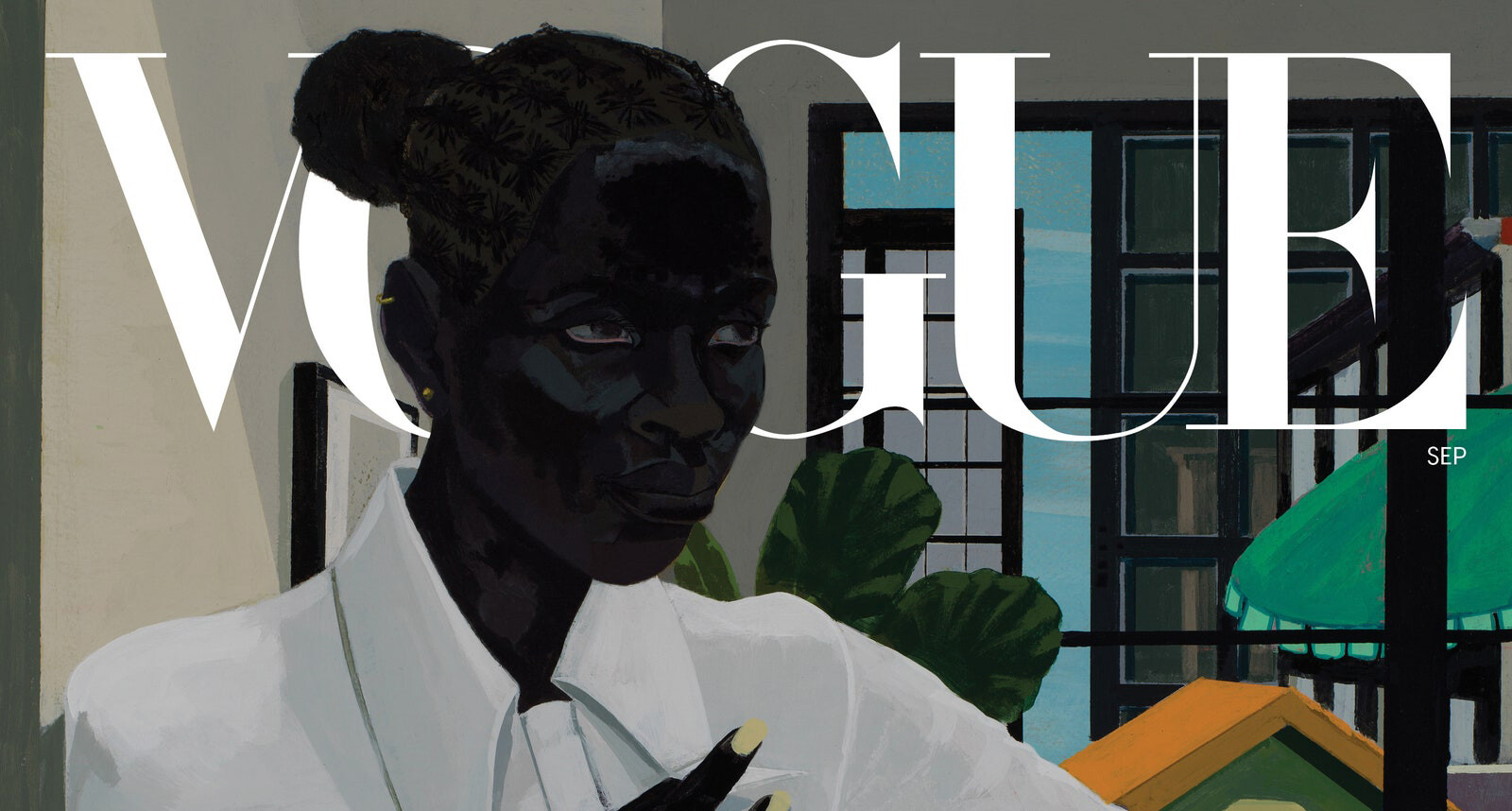 A detail from a painting by Kerry James Marshall for the cover of the September 2020  issue of American Vogue.