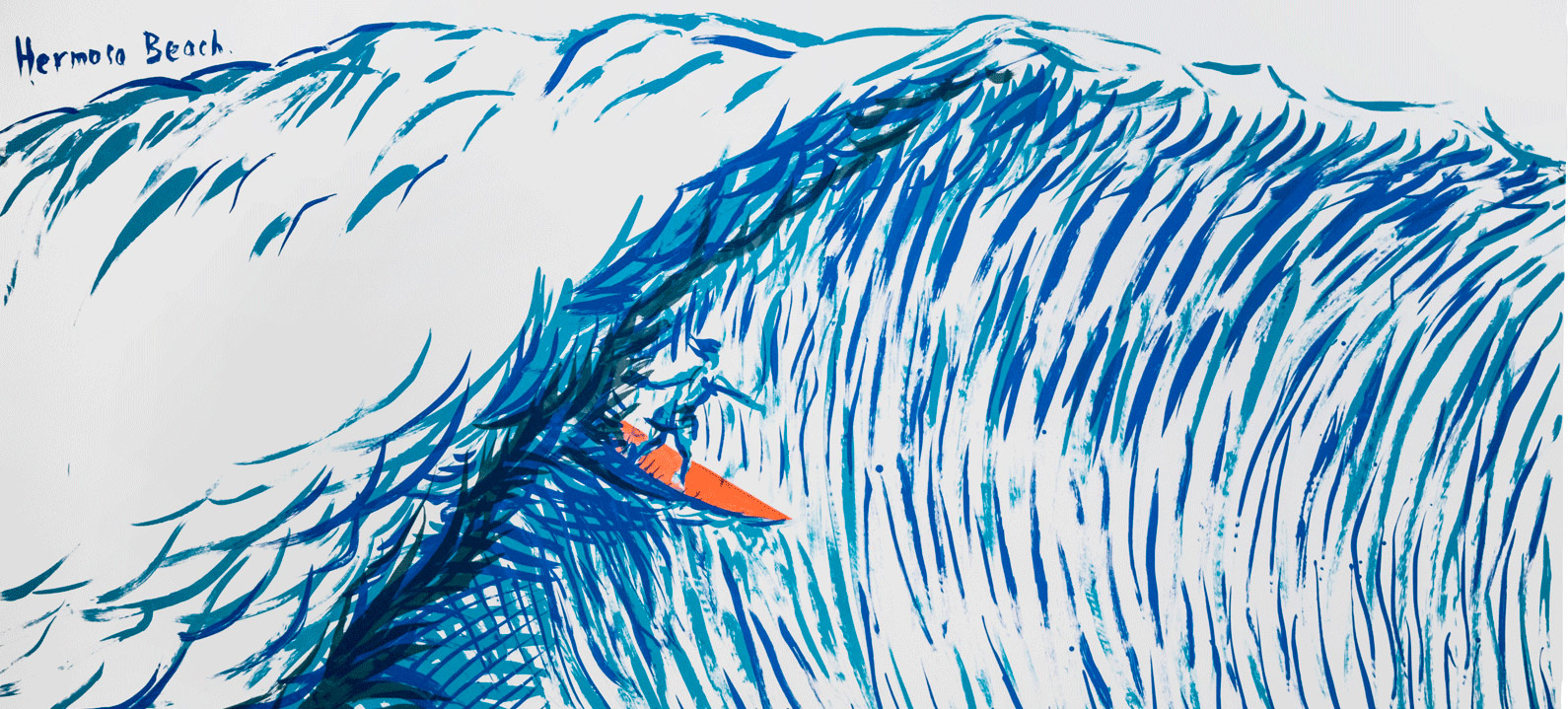 A detail from a work by Raymond Pettibon, titled No Title (Hermosa Beach), dated 2019.