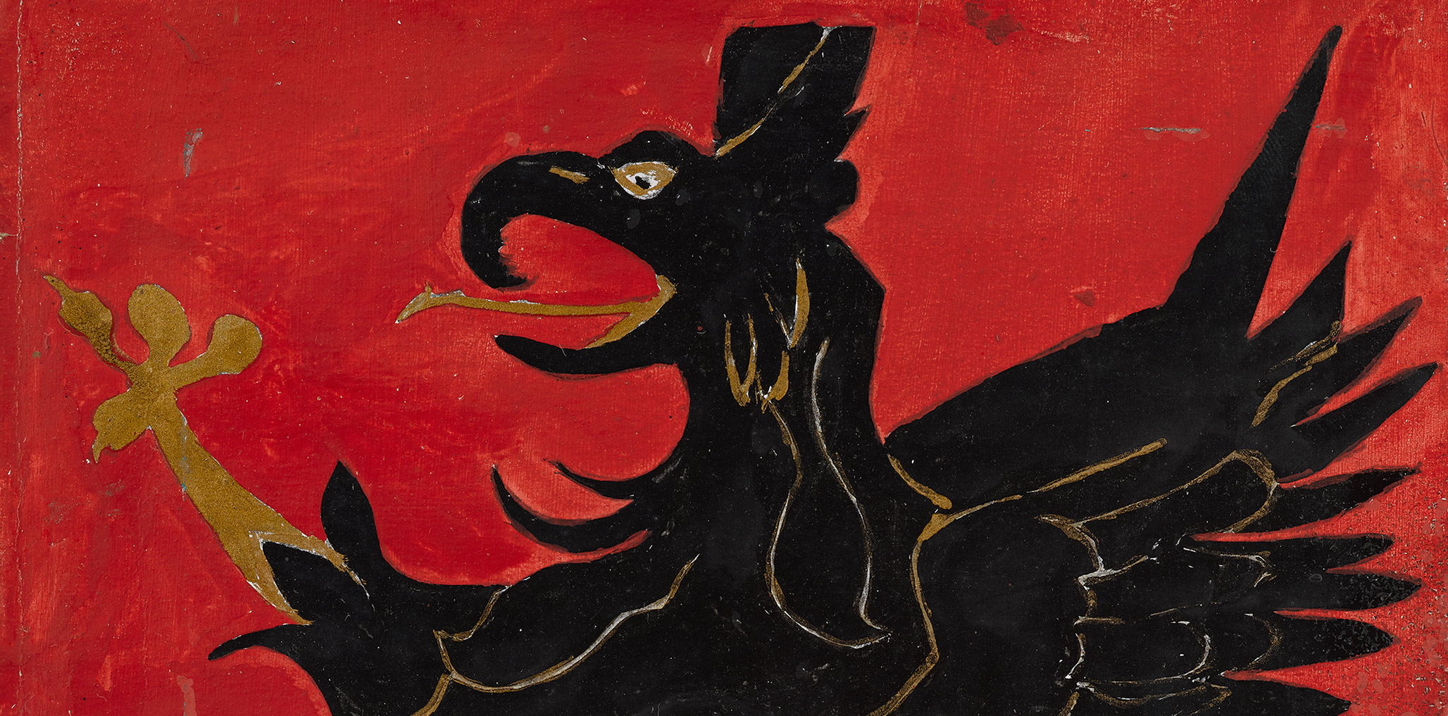 A detail from an undated work by Frank Walter, called Untitled (Heraldic Beast (Griffin)).