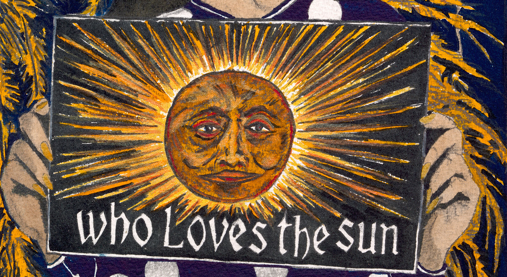 A detail from a work by Marcel Dzama, titled Everyone loves the sun..., dated 2021.