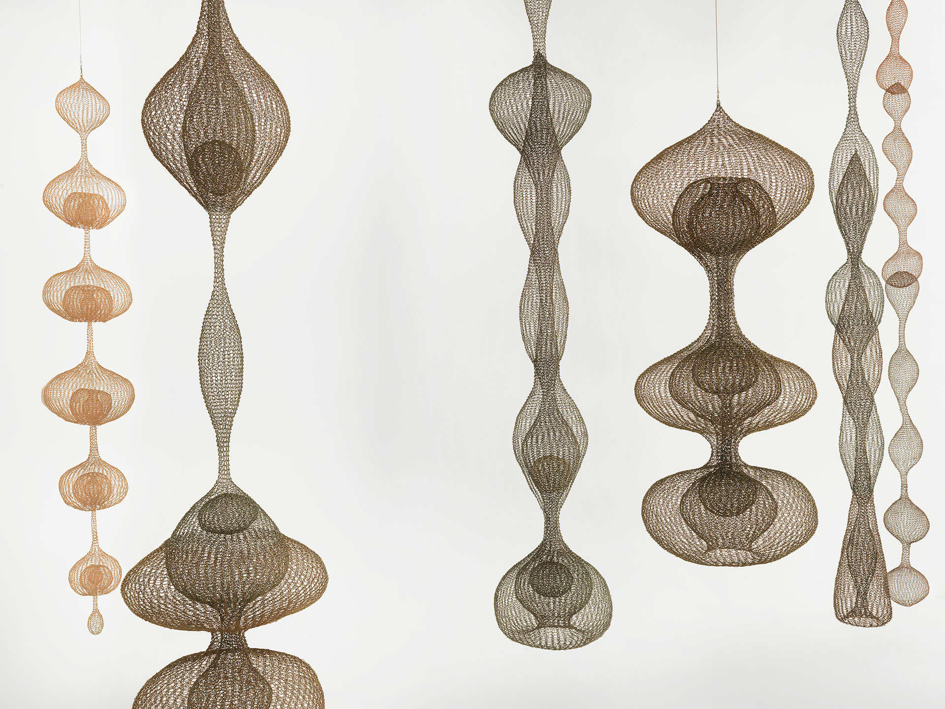 An installation view of the exhibition, Ruth Asawa: Life's Work at the Pulitzer Foundation in St. Louis, dated 2018.