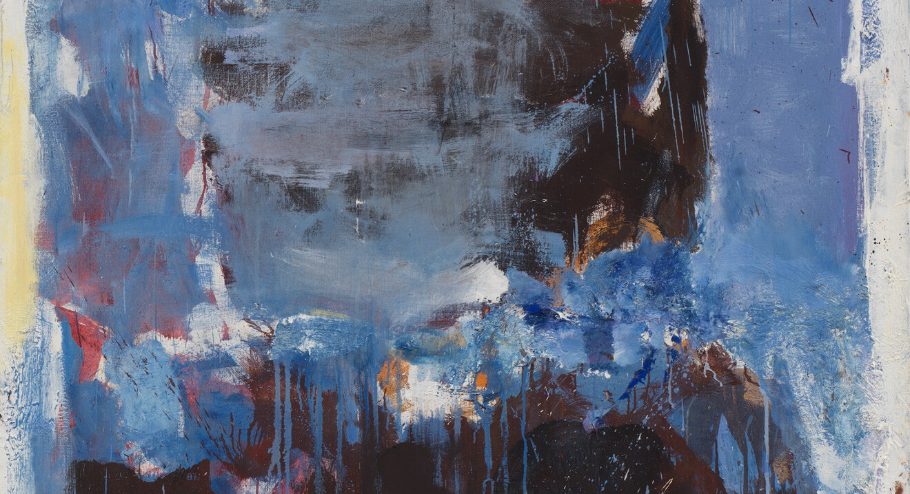 A detail from an untitled painting by joan mitchell, dated 1972.