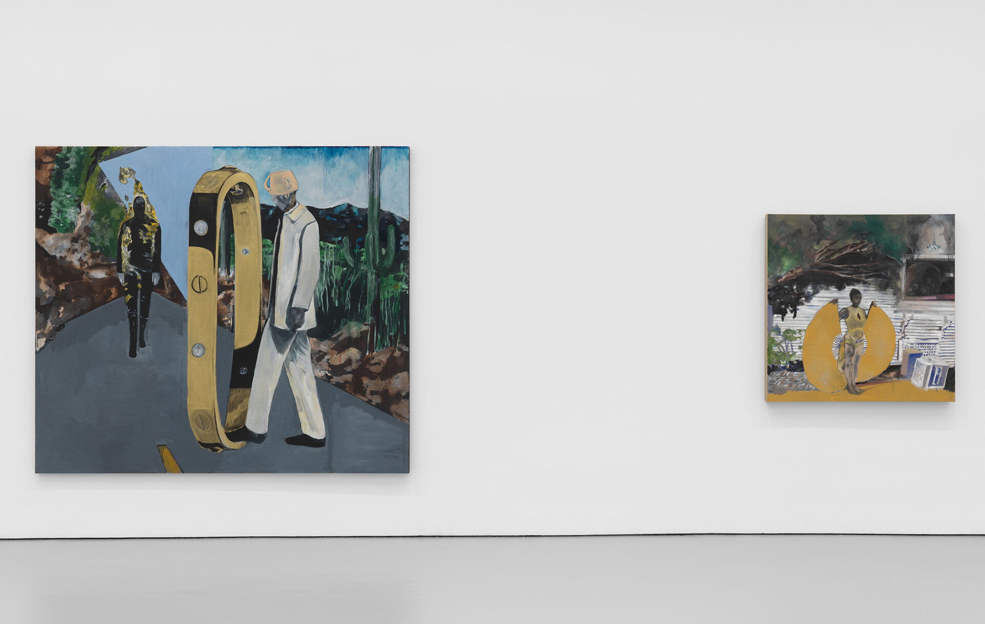 Installation view of the exhibition Noah Davis at David Zwirner in New York, dated 2020.